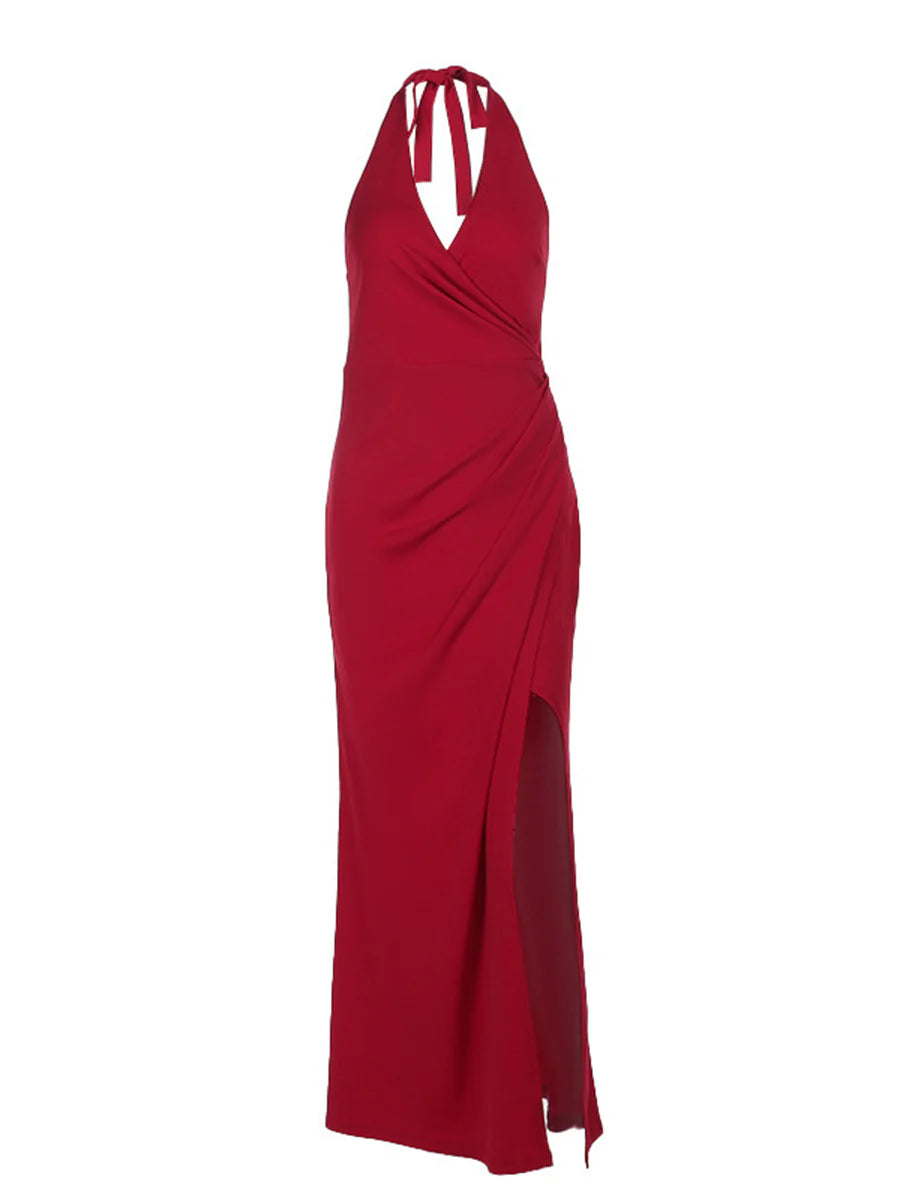 Charming Mermaid Halter Neck Sleeveless Zipper Up Sweep/Brush Train Prom Dress